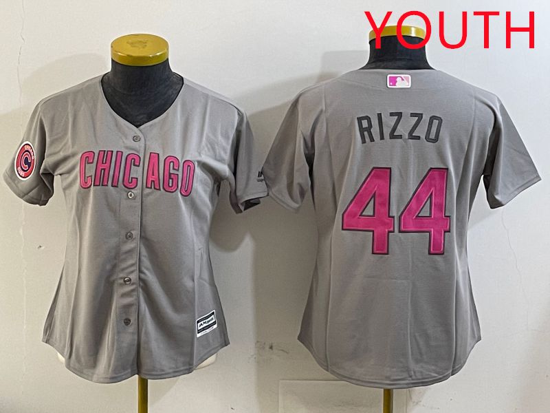 Youth Chicago Cubs #44 Rizzo Grey Fashion Game 2025 Nike MLB Jersey style 1